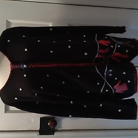 Coldwater Creek 1X ugly Christmas sweater cardigan wool blend - Picture 1 of 5